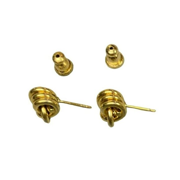 Vintage Knot Stud Pierced Earrings - Gold Tone - Picture 4 of 5